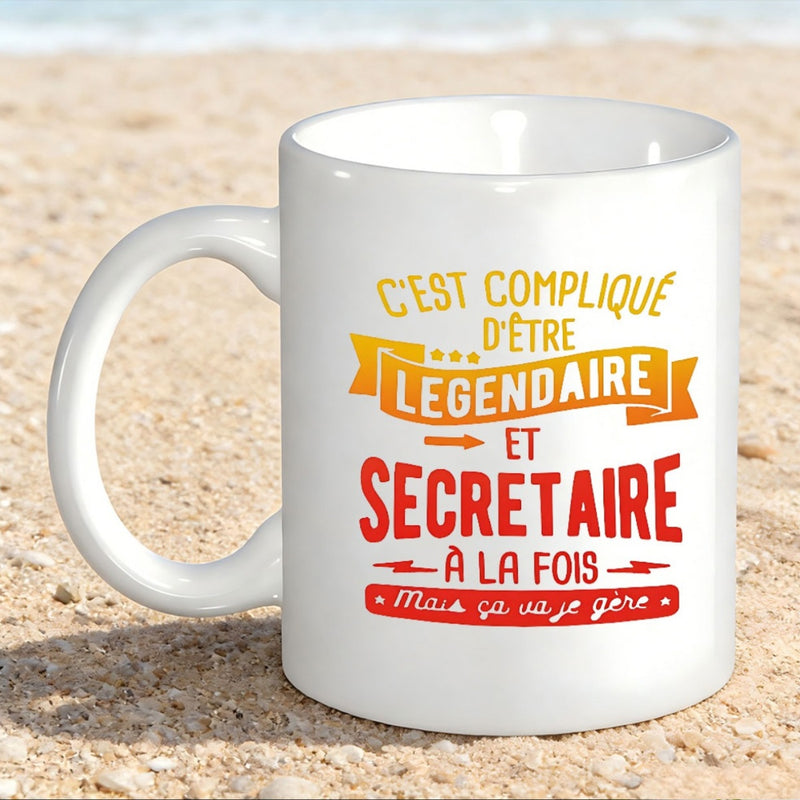 Tailorly White Ceramic 11 oz Mug - White Ceramic Body Sitting On Golden Sand Beach Background Mug