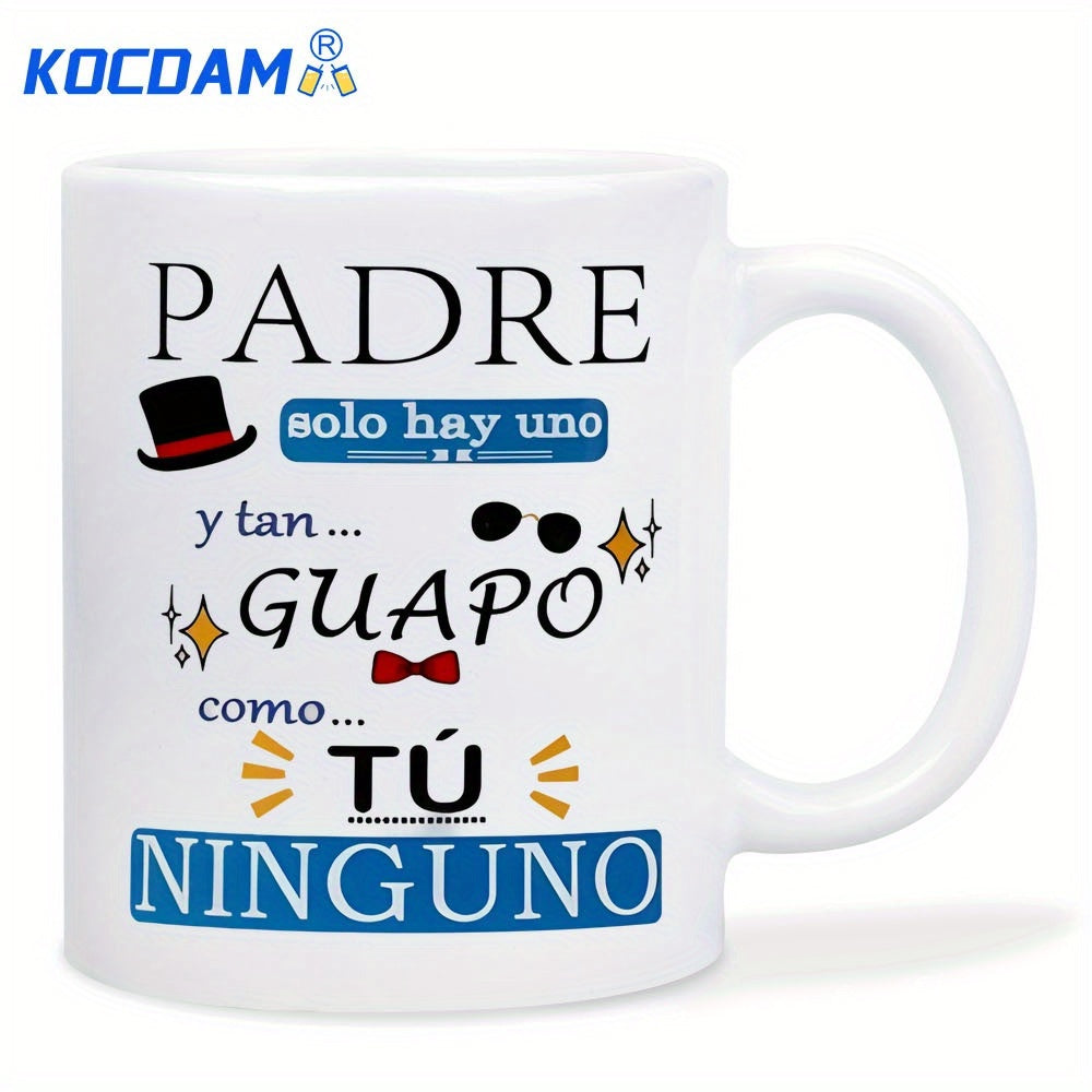Tailorly White Ceramic 11 oz Mug - Classic Gentleman Top Hat With Sunglasses And Bow Tie Among Sparkles Father
