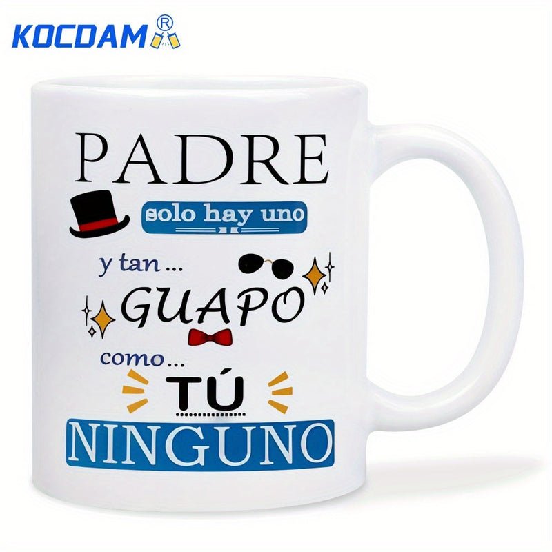 Tailorly White Ceramic 11 oz Mug - Classic Gentleman Top Hat With Sunglasses And Bow Tie Among Sparkles Father