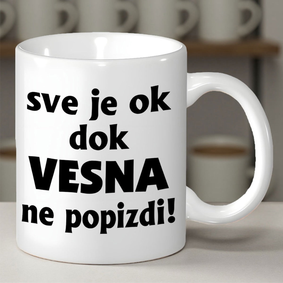 Tailorly White Ceramic 11 oz Mug - Pure With Bold Black Text Letters Coffee Mug