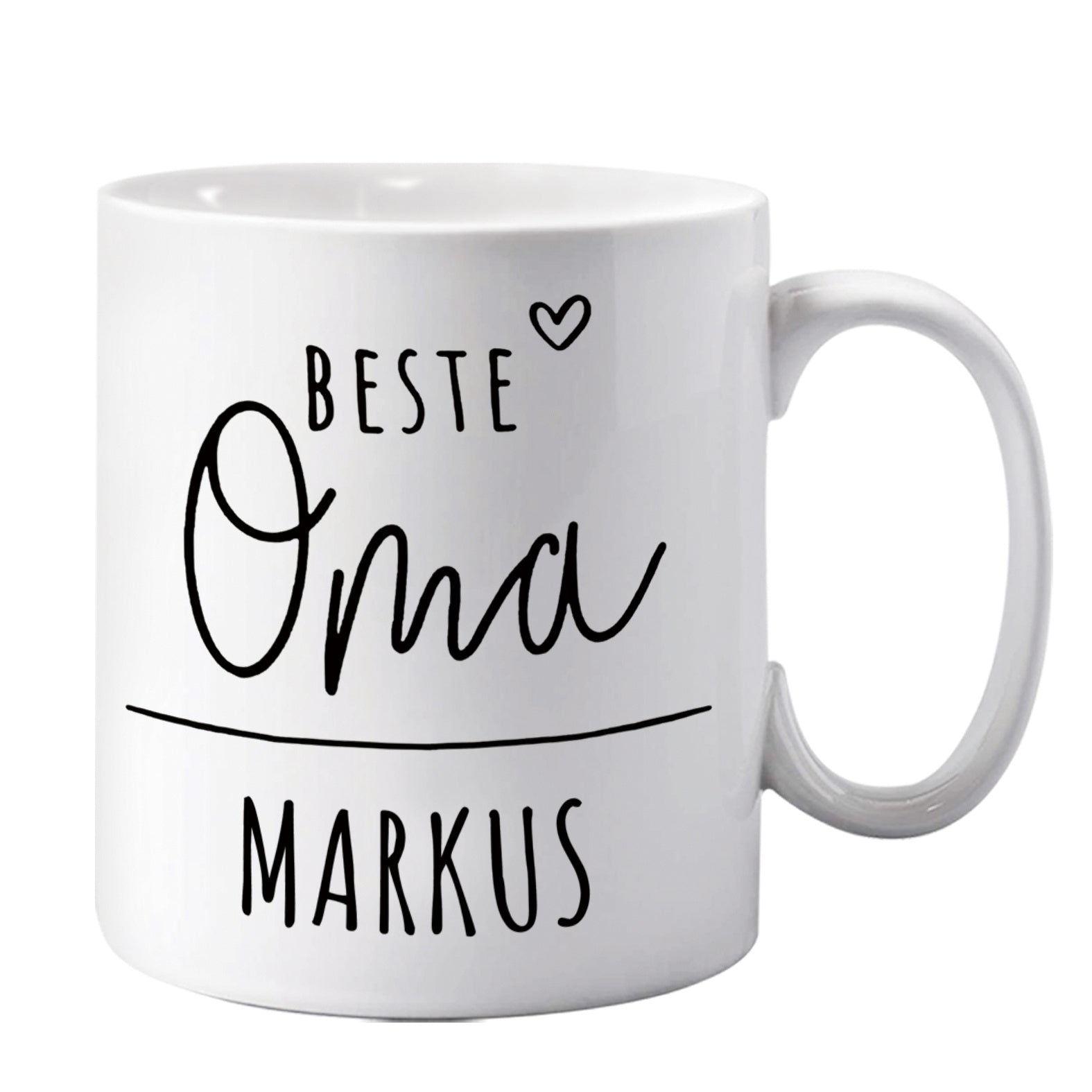 Tailorly White Ceramic 11 oz Mug - Minimalist Typography Design Featuring A Small Delicate Handdrawn Outline Style Heart