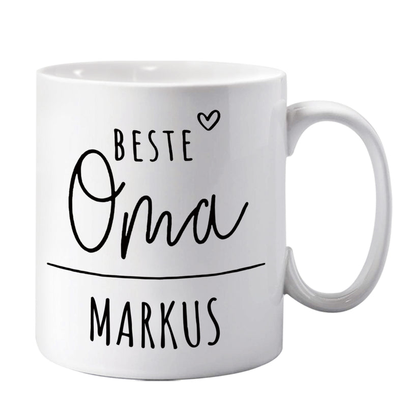 Tailorly White Ceramic 11 oz Mug - Minimalist Typography Design Featuring A Small Delicate Handdrawn Outline Style Heart