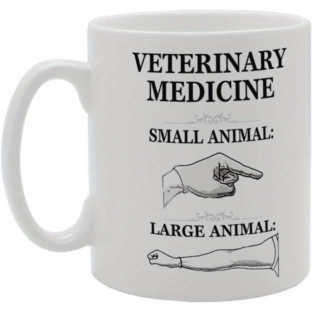 Tailorly White Ceramic 11 oz Mug - Veterinary Medicine Small Animal Large Animal Professional Long Sleeved Medical Gloves For Examining Livestock Arm
