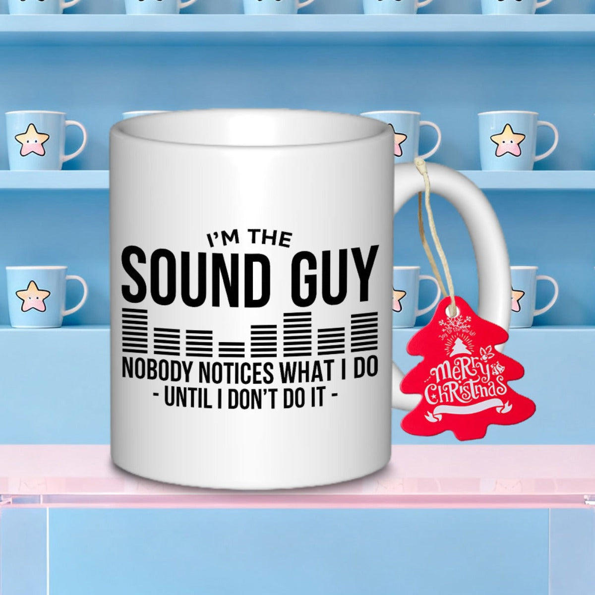 Tailorly White Ceramic 11 oz Mug - Im The Sound Guy Nobody Notices What I Do Until I Dont Do It Minimalist Black Audio Equalizer Bars Displayed In Linear Motion