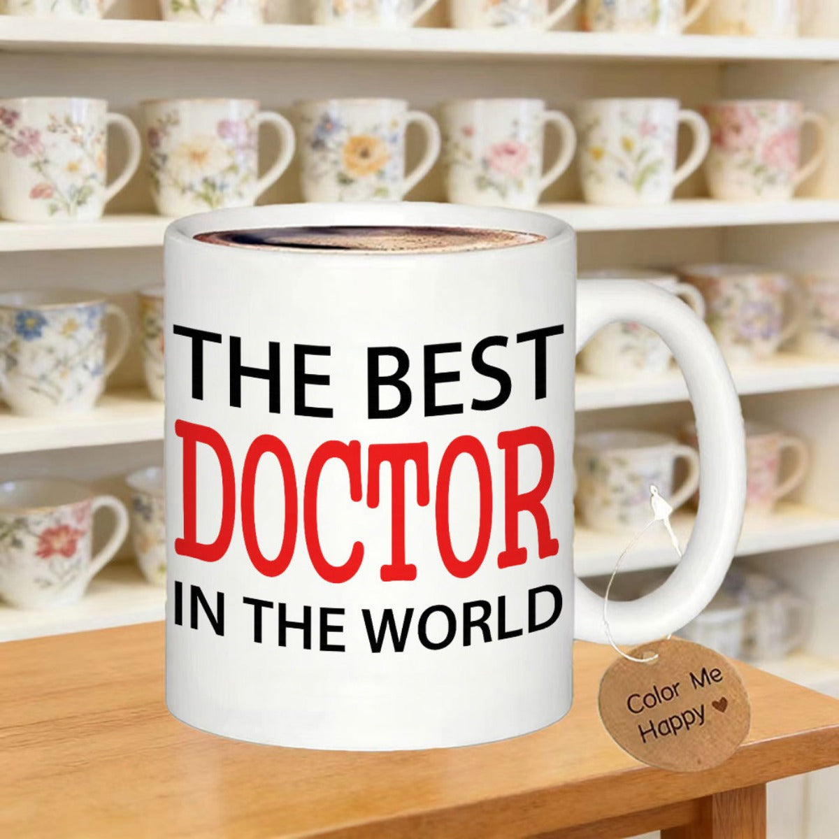 Tailorly White Ceramic 11 oz Mug - The Best Doctor In The World Minimalist White Ceramic Coffee Cup With Bold Typography Printed On Surface Mug