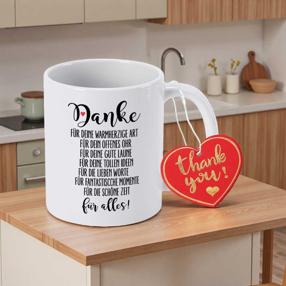 Tailorly White Ceramic 11 oz Mug - Thank You Classic White Ceramic Kitchenware With Elegant Black Typography And Hearts Mug
