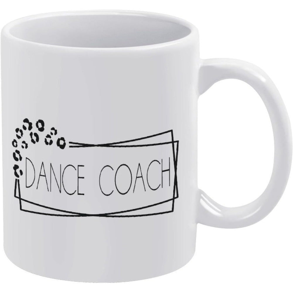 Tailorly White Ceramic 11 oz Mug - Dance Coach Minimalist Geometric Frames Featuring Leopard Print Spots Mug