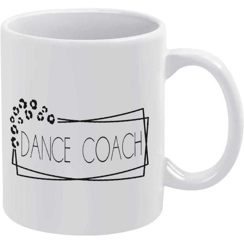 Tailorly White Ceramic 11 oz Mug - Dance Coach Minimalist Geometric Frames Featuring Leopard Print Spots Mug