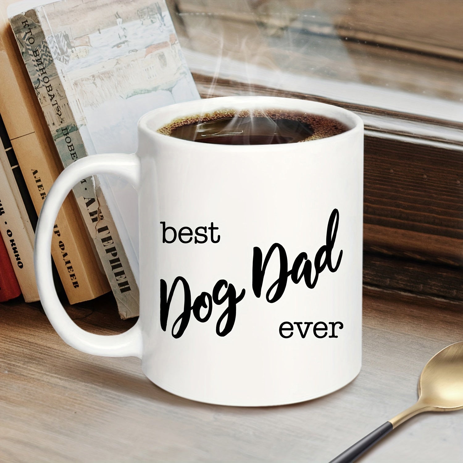 Tailorly White Ceramic 11 oz Mug - Best Dog Dad Ever Classic Minimalist Typography With Stylish Script Font On
