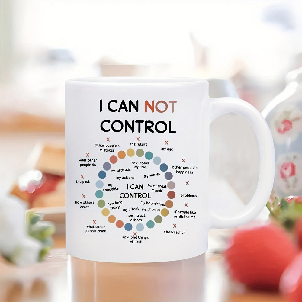 Tailorly White Ceramic 11 oz Mug - I Can Not Control Colorful Dots Arranged In Circular Motion For Mental Wellness Aesthetic Mug