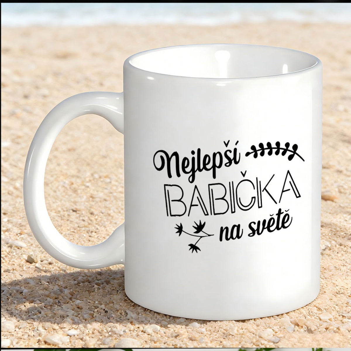 Tailorly White Ceramic 11 oz Mug - Minimalist Black Ink Botanical Illustration On A Polished