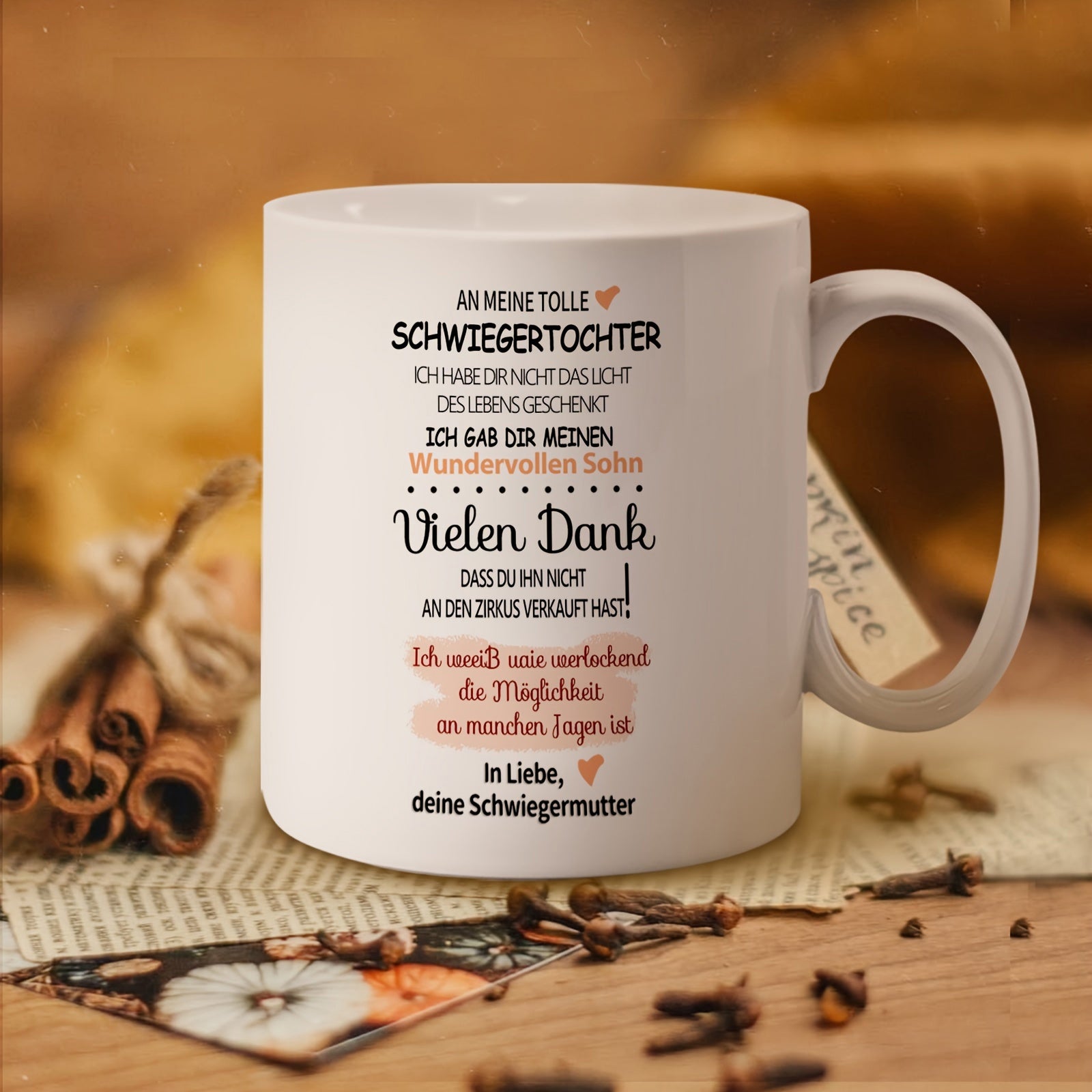 Tailorly White Ceramic 11 oz Mug - Elegant With Sentimental Message And Tiny Hearts Mug
