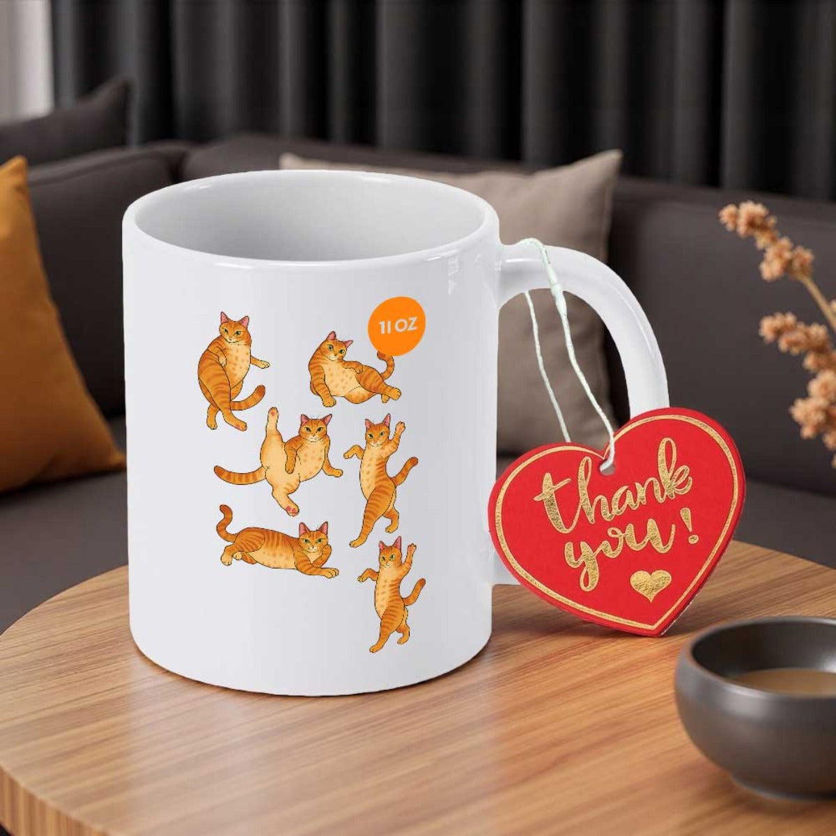 Tailorly White Ceramic 11 oz Mug - 11 Oz Adorable Ginger Kittens Playing And Jumping In Different Poses Cat