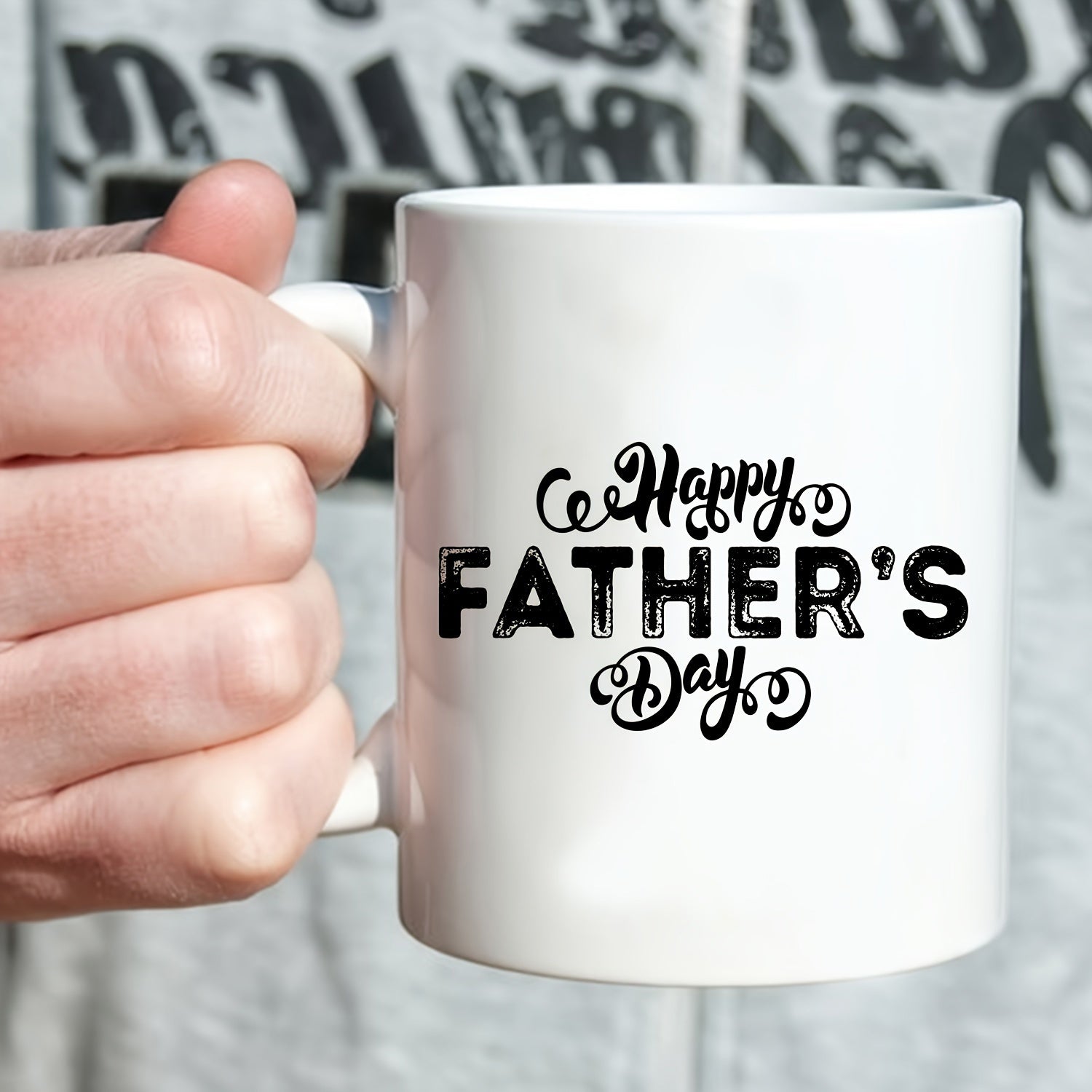 Tailorly White Ceramic 11 oz Mug - Happy Father's Day Elegant Featuring Bold Decorative Black Typography Mug