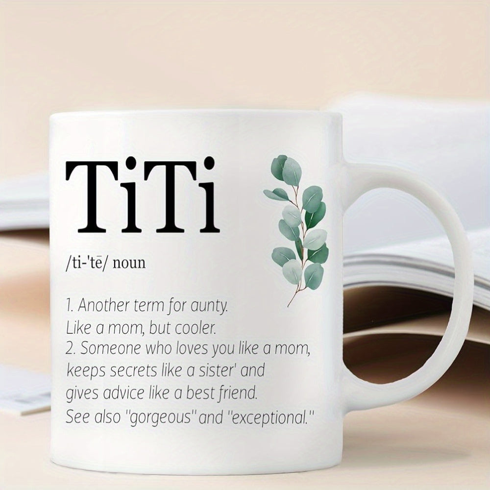 Tailorly White Ceramic 11 oz Mug - Titi Elegant Watercolor Eucalyptus Branch With Soft Green Leaves And Delicate Stems Eucalyptus