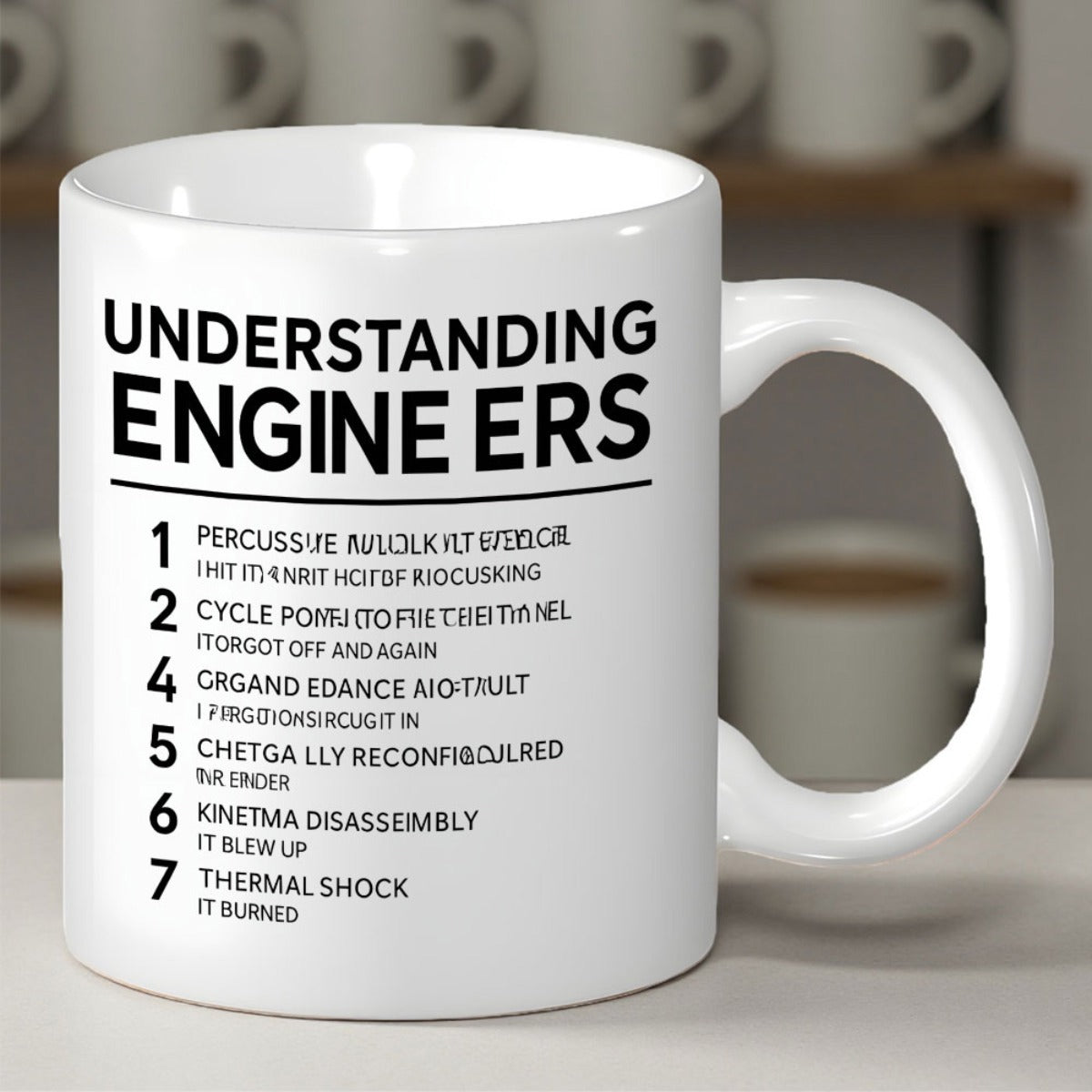 Tailorly White Ceramic 11 oz Mug - Understanding Engineers Bold Black Minimalist Numbered List Typography Printed On Ceramic Mug