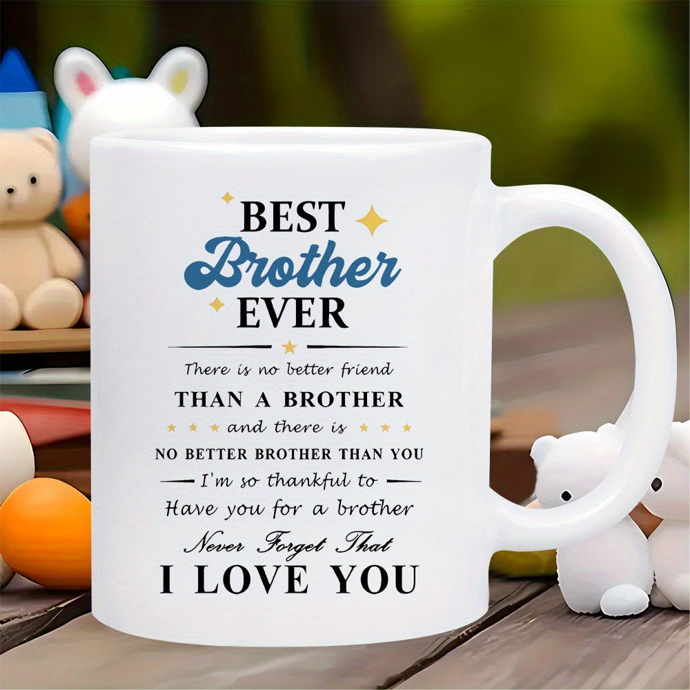 Tailorly White Ceramic 11 oz Mug - Best Brother Ever I Love You Minimalist Featuring Delicate Golden Twinkling Stars Mug