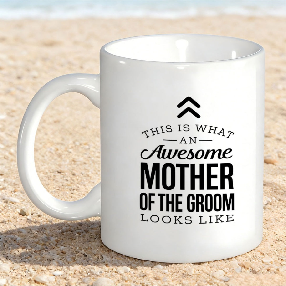 Tailorly White Ceramic 11 oz Mug - This Is What An Awesome Mother Of The Groom Looks Like Elegant Black Typography Featuring Stylized Script And Modern Geometric
