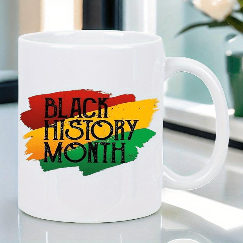 Tailorly White Ceramic 11 oz Mug - Black History Month Vibrant Red Yellow And Green Textured Horizontal Artistic Painted Brush Strokes Mug