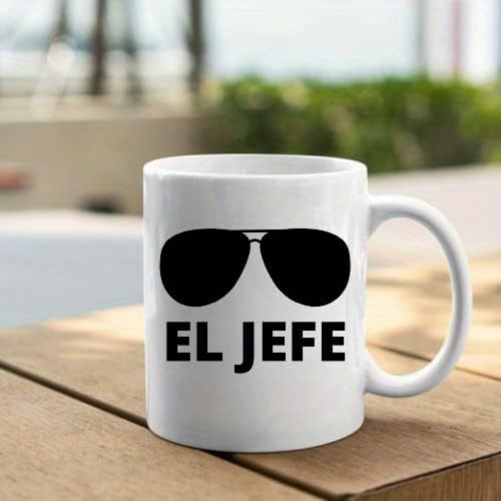 Tailorly White Ceramic 11 oz Mug - Sleek Minimalist Black Aviator Frames Featured In A Bold Artistic Style Sunglasses