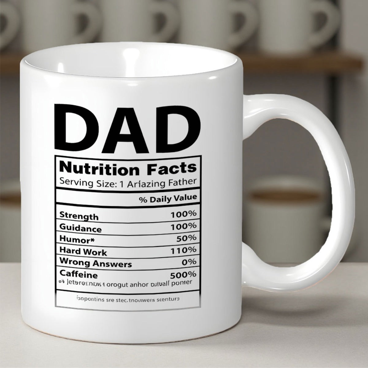 Tailorly White Ceramic 11 oz Mug - Dad Nutrition Facts Minimalist Black Label Design Elements Structured Within A Clean Ceramic Mug