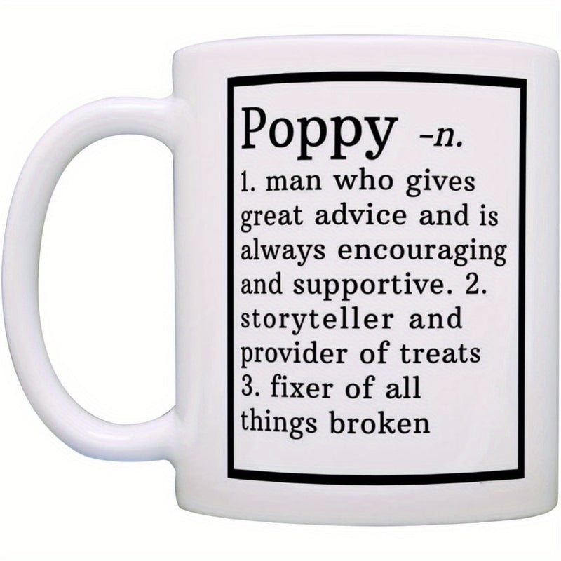 Tailorly White Ceramic 11 oz Mug - Poppy Minimalist Dictionary Definition In Black Frame On White Background Sign