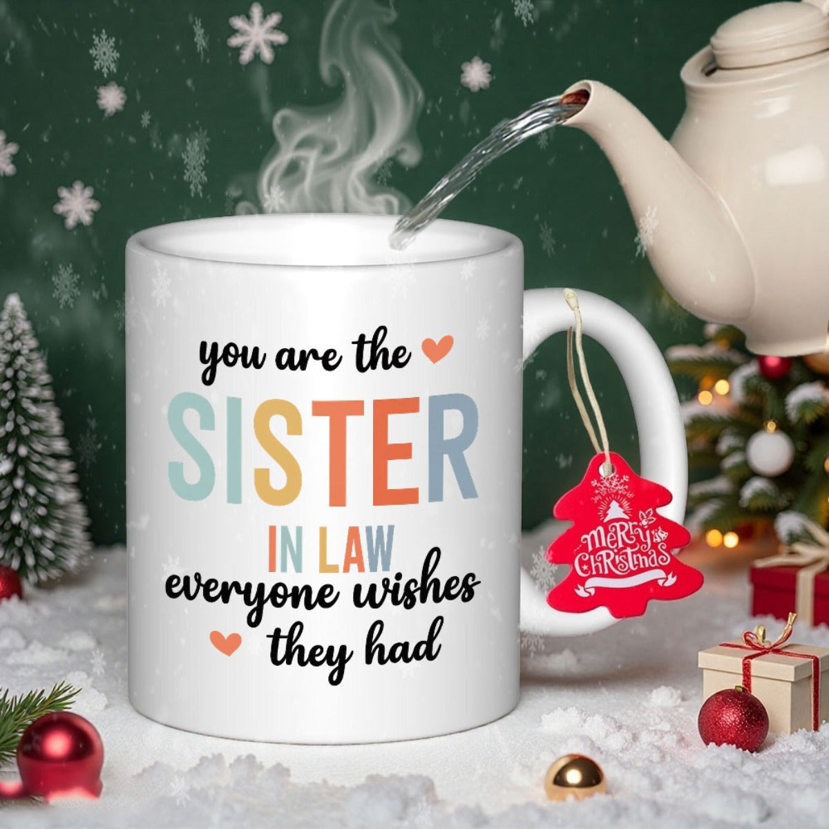 Tailorly White Ceramic 11 oz Mug - You Are The Sister In Law Everyone Wishes They Had Vibrant Pastel Typography Featuring Minimalist Warm Tones And Delicate Tiny