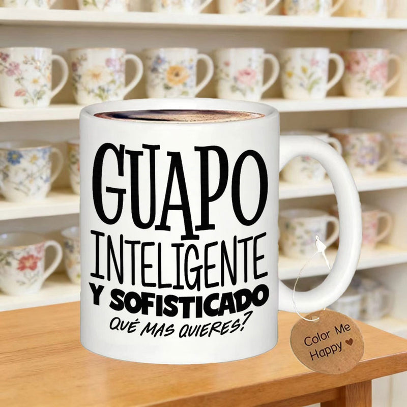 Tailorly White Ceramic 11 oz Mug - Clean Ceramic Vessel Featuring Bold Black Typography Arranged In Centered Vertical Alignment Mug