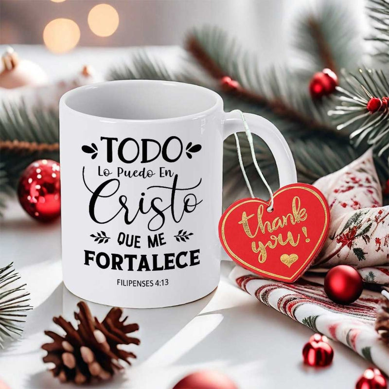 Tailorly White Ceramic 11 oz Mug - Thank You Simple Ceramic Vessel Featuring Elegant Script Among Decorative Leaf Motifs Cup