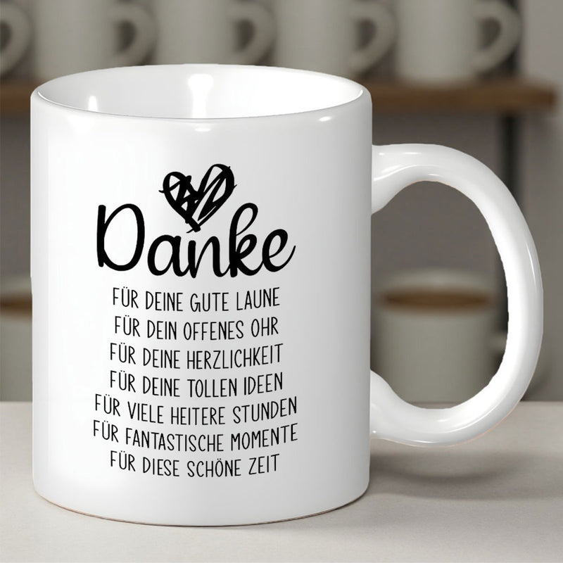 Tailorly White Ceramic 11 oz Mug - Minimalist Artistic Scribbled Black Heart Design On Heart