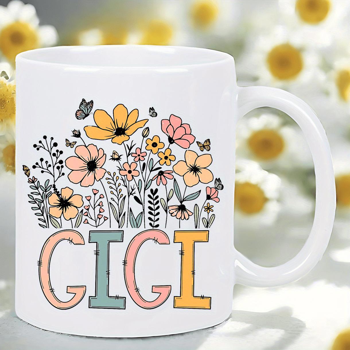 Tailorly White Ceramic 11 oz Mug - Gigi Colorful Wildflowers Blooming With Small Butterflies Fluttering In A Vibrant Spring Garden