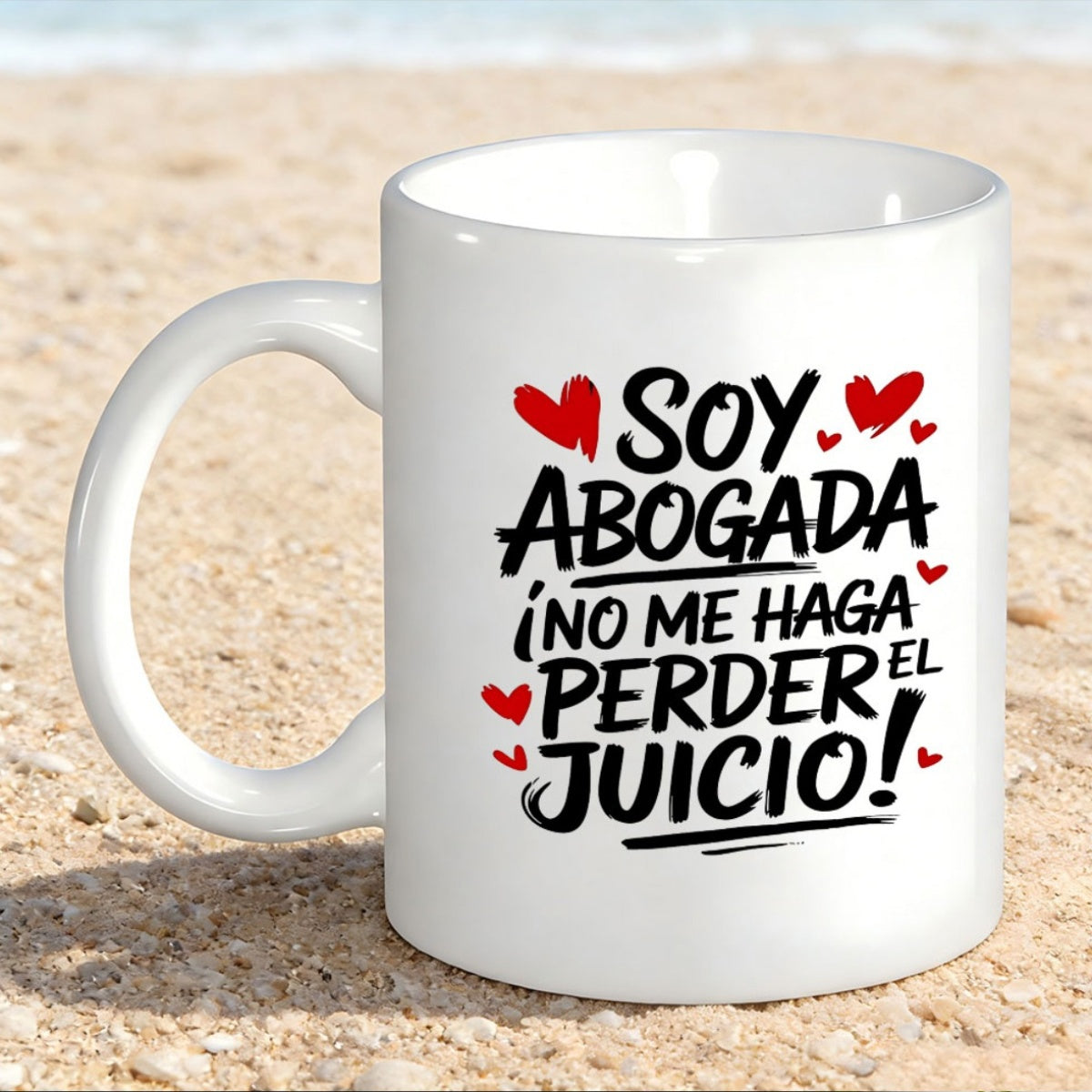 Tailorly White Ceramic 11 oz Mug - Vibrant Red Hearts Floating Gracefully Around Bold Hand Lettered Professional Heart