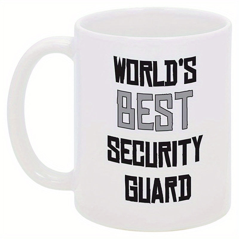 Tailorly White Ceramic 11 oz Mug - Worlds Best Security Guard Bold Professional Typography Design With Black And Grey Letters Mug
