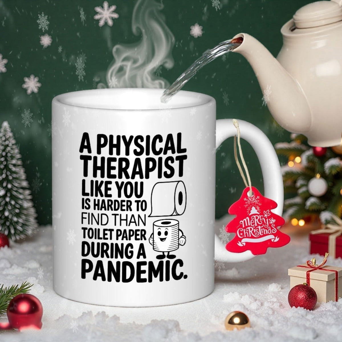 Tailorly White Ceramic 11 oz Mug - A Physical Therapist Like You Is Harder To Find Than Toilet Paper During A Pandemic Minimalist Black Illustration Of Cartoon