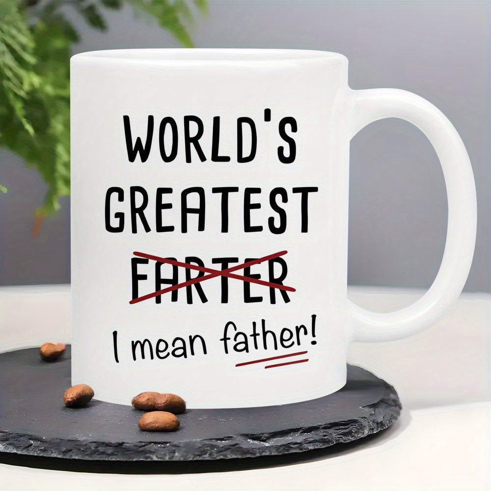 Tailorly White Ceramic 11 oz Mug - Worlds Greatest Farter I Mean Father Clean Minimalist Typography Design Featuring Bold Black Letters And Red Accents Mug