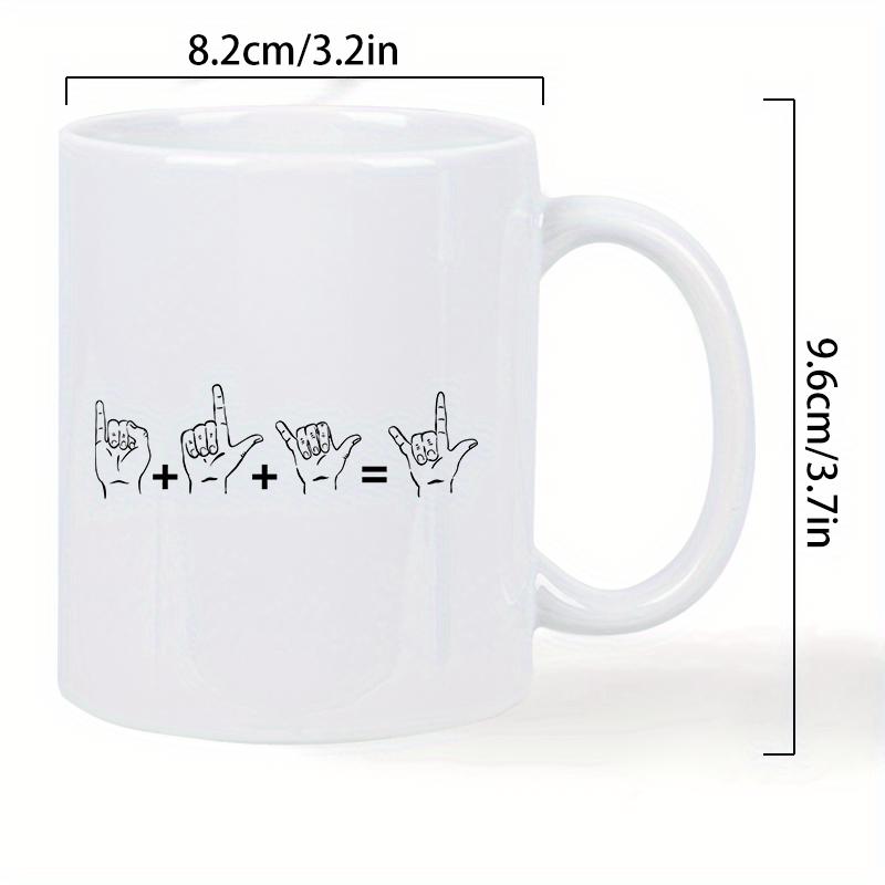 Tailorly White Ceramic 11 oz Mug - Minimalist Black Line Art American Sign Language Expressing Deep Heartfelt Love Hand
