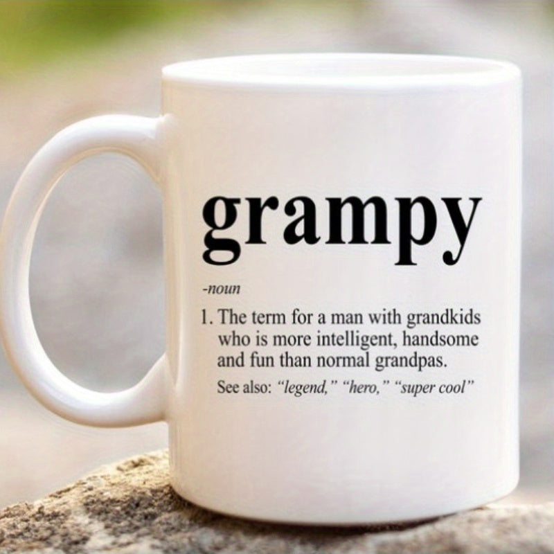 Tailorly White Ceramic 11 oz Mug - Grampy Minimalist White Ceramic Kitchenware Displaying Simple Black Typography Dictionary Text Mug