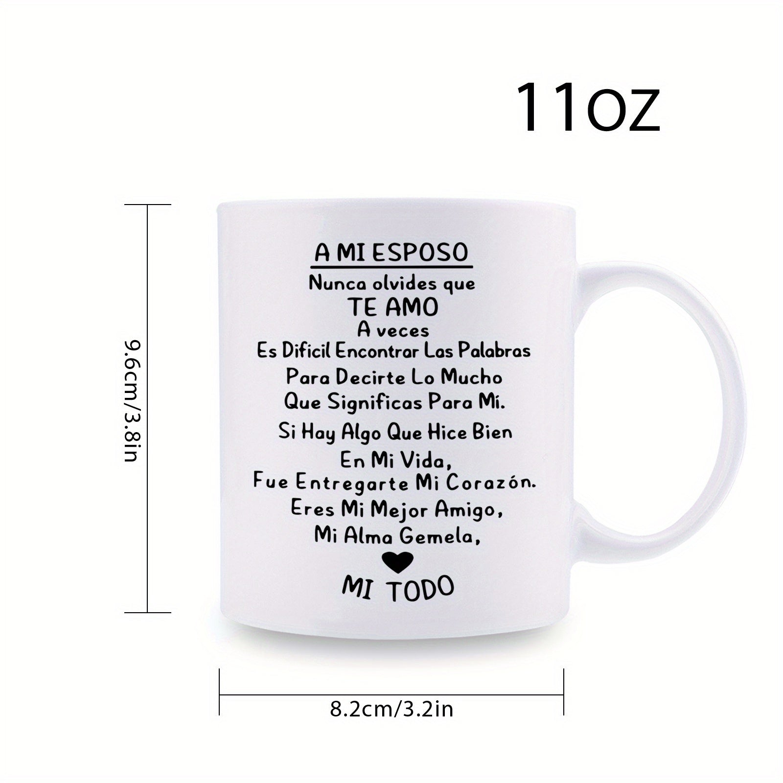 Tailorly White Ceramic 11 oz Mug - Polished White Ceramic Vessel Featuring A Small Minimalist Black Decorative Heart Mug