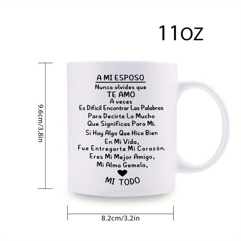 Tailorly White Ceramic 11 oz Mug - Polished White Ceramic Vessel Featuring A Small Minimalist Black Decorative Heart Mug