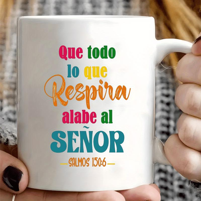Tailorly White Ceramic 11 oz Mug - Minimalist White Ceramic Kitchenware With Vibrant Multicolored Motivational Religious Verse Text Mug