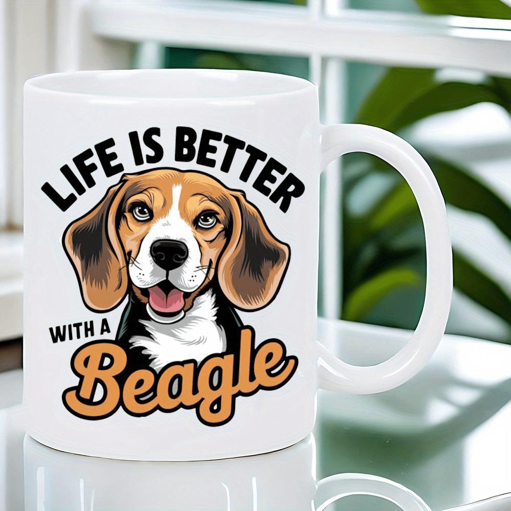 Tailorly White Ceramic 11 oz Mug - Life Is Better With A Beagle Happy Expressive Canine Portrait With Floppy Ears Under Soft Lighting Beagle