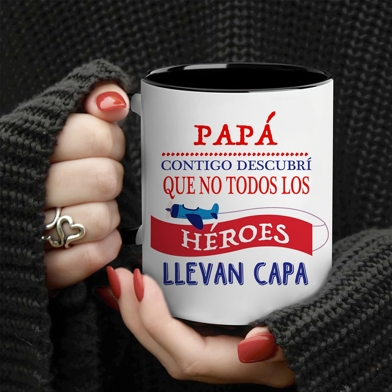 Tailorly Black Accent 11 oz Mug - dad hero no cape text