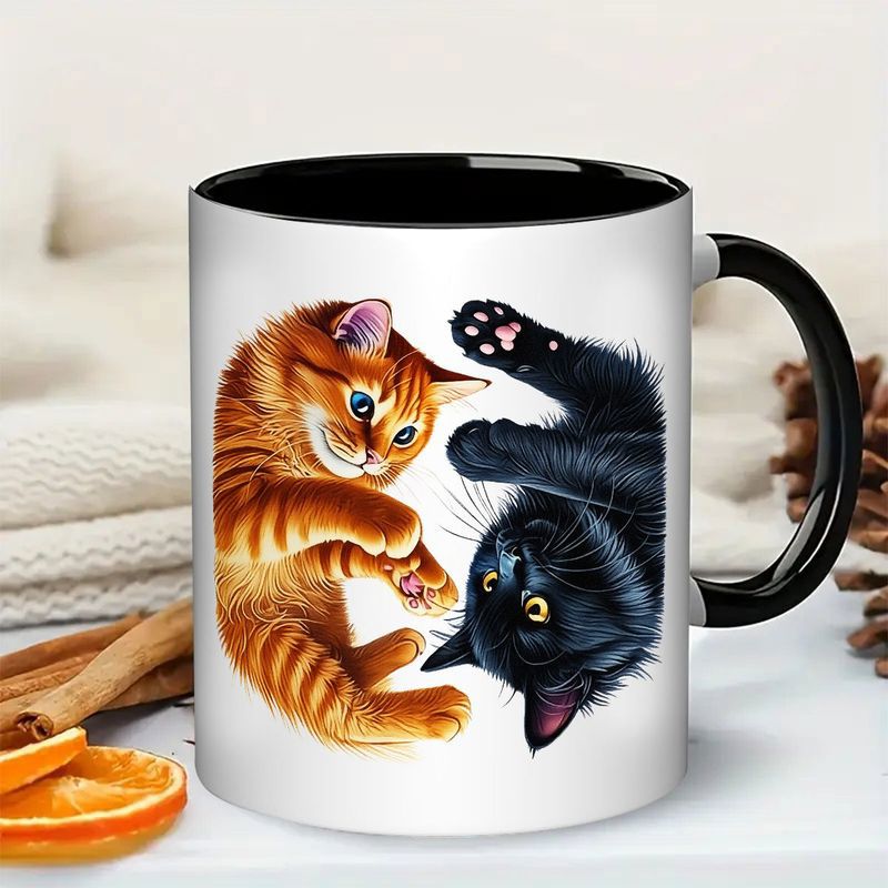 Tailorly Black Accent 11 oz Mug - cute orange black kitten