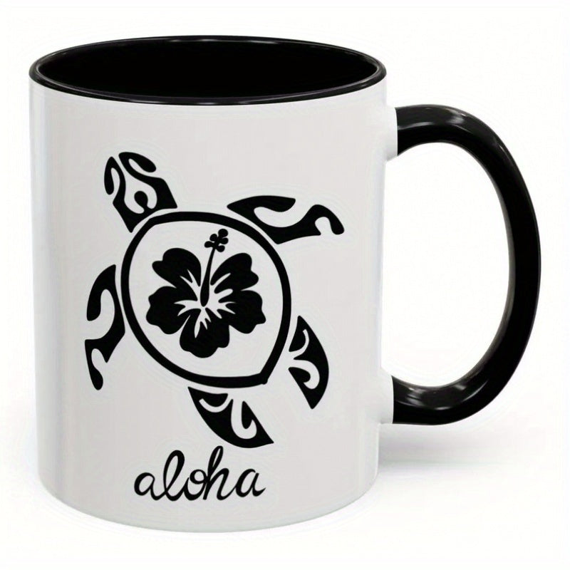 Tailorly Black Accent 11 oz Mug - aloha accent， hawaiian theme， beach