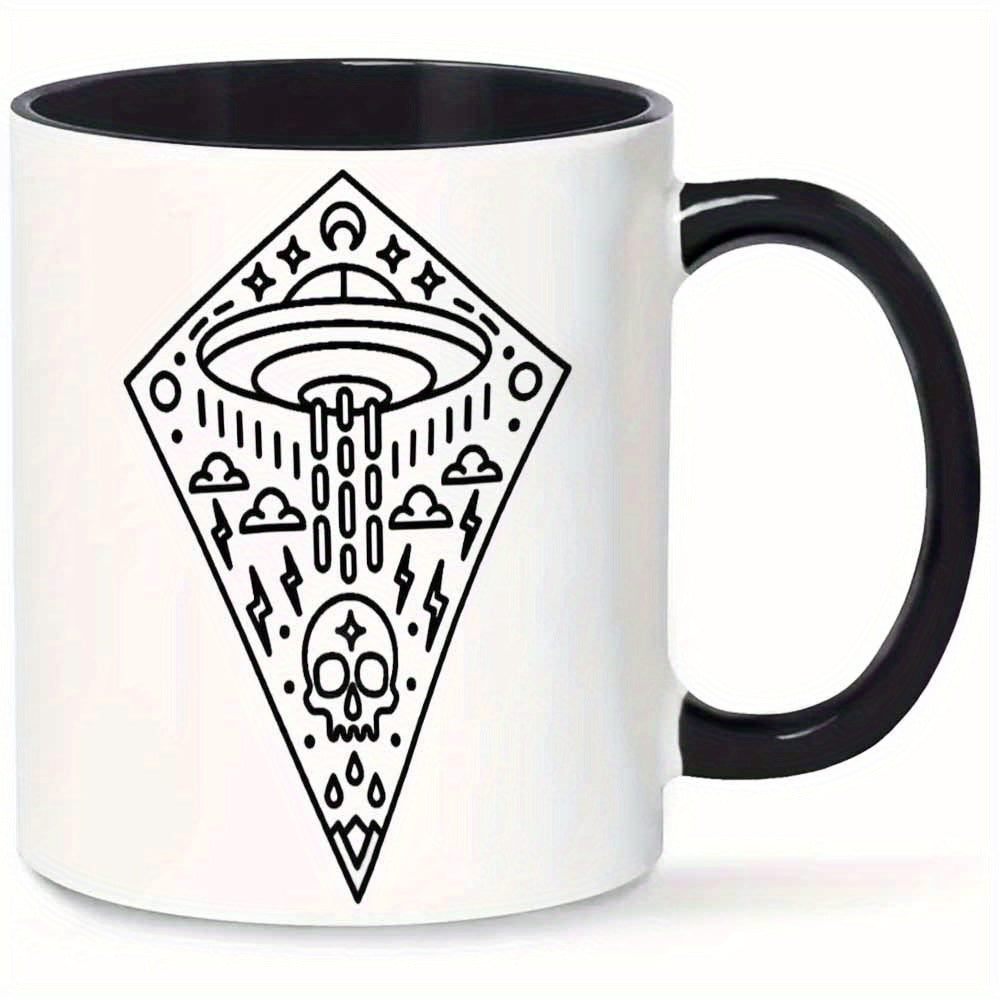 Tailorly Black Accent 11 oz Mug - ufo skeleton head