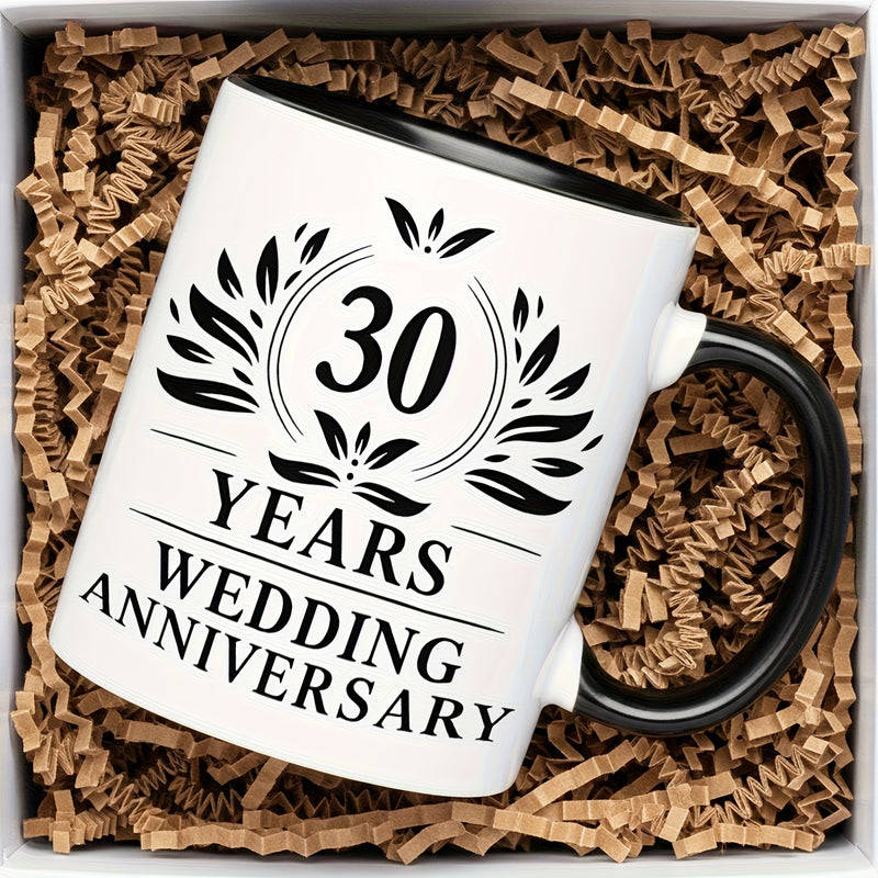 Tailorly Black Accent 11 oz Mug - 30th wedding anniversary wreath