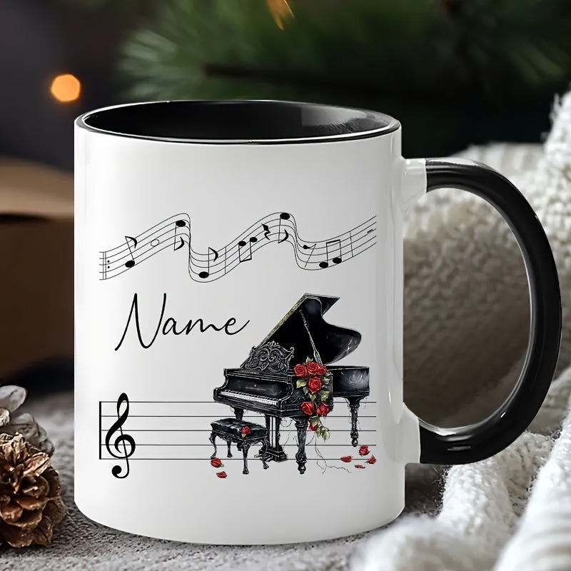 Tailorly Black Accent 11 oz Mug - customizable name german coffee mug rose cool music teacher reusable hand wash only back to
