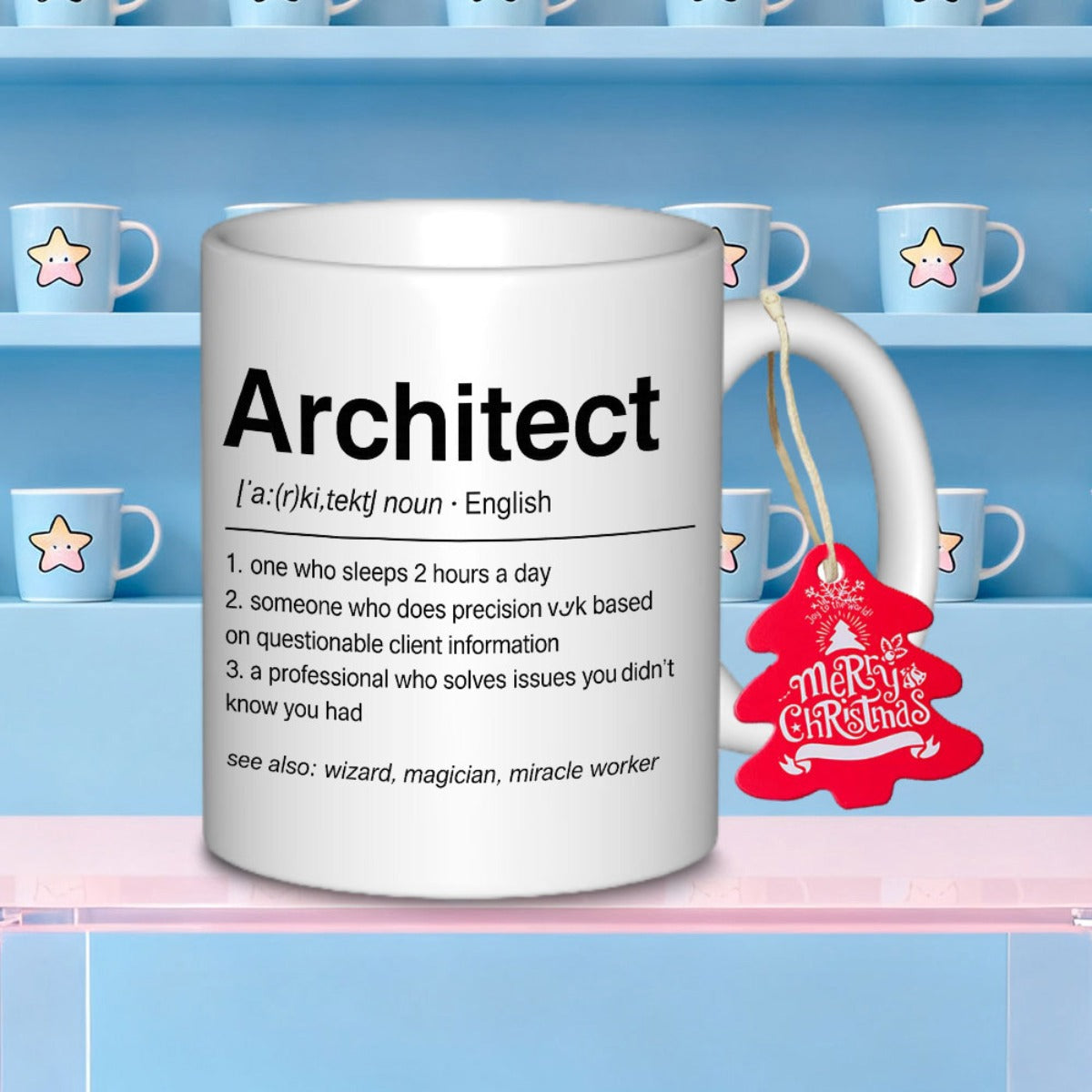 Tailorly White Ceramic 11 oz Mug - Architect English Wizard Magician Miracle Worker Classic Featuring Minimalist Black Typographic Text Mug