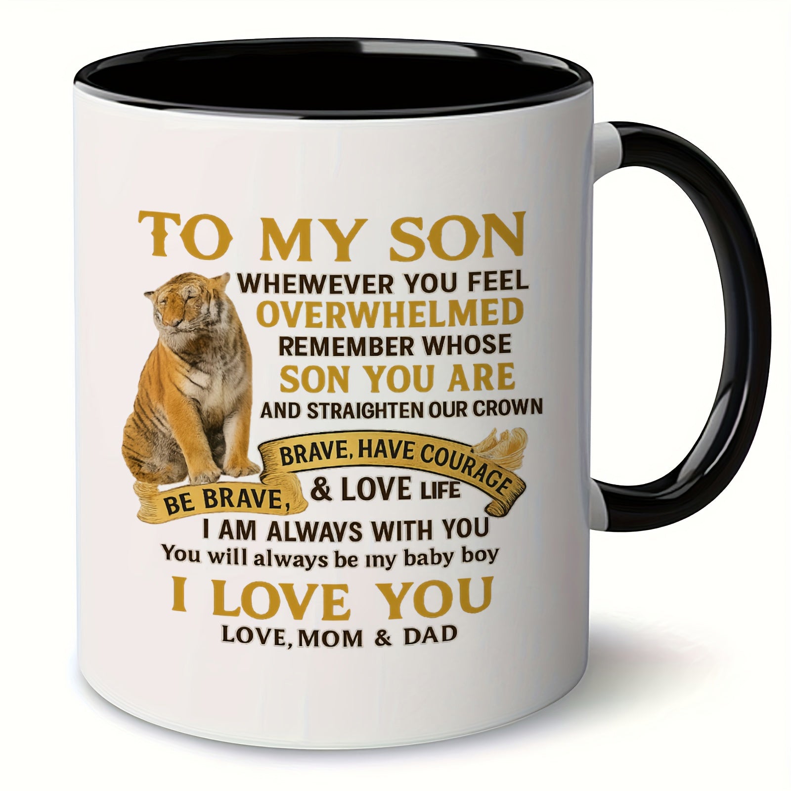 Tailorly Black Accent 11 oz Mug - strong golden text