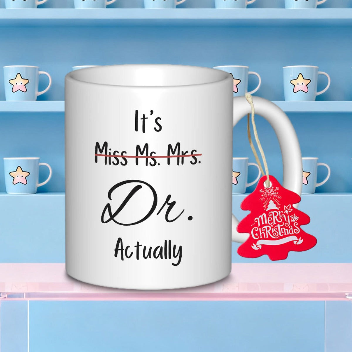 Tailorly White Ceramic 11 oz Mug - Its Miss Ms Mrs Dr Actually Elegant White Ceramic Body With Bold Black Professional Achievement Typography Mug